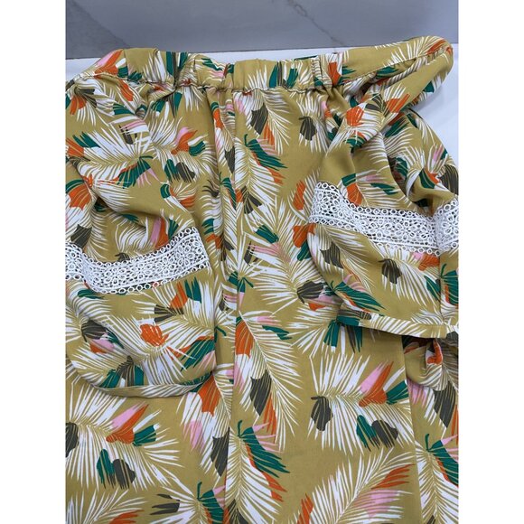 Banana Republic Off The Shoulders Women's Leaf Print Smock Dress Size 12 - Picture 6 of 7